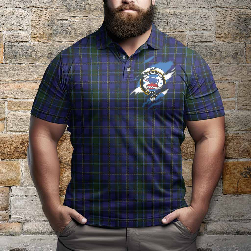 Weir Clan Crest In Me Tartan Polo Shirt Scotland Flag Style