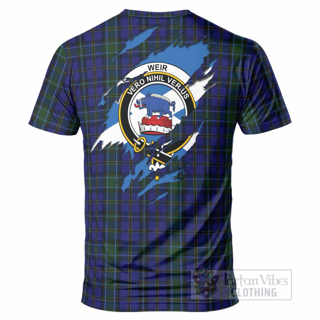 Weir Clan Crest In Me Tartan T-Shirt Scotland Flag Style
