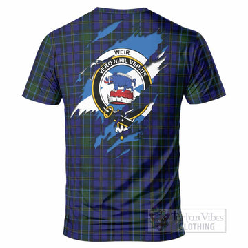 Weir Clan Crest In Me Tartan T-Shirt Scotland Flag Style