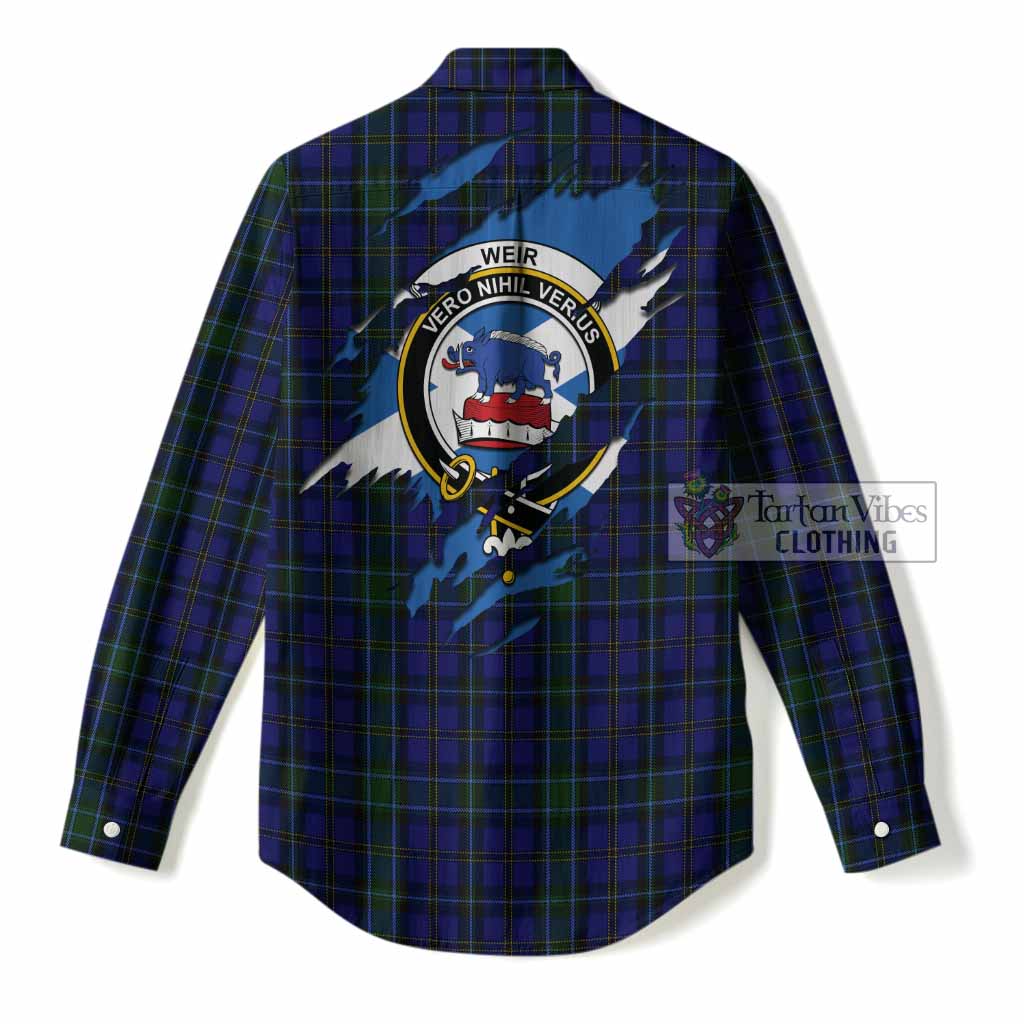Weir Clan Crest In Me Tartan Women Casual Shirt Scotland Flag Style