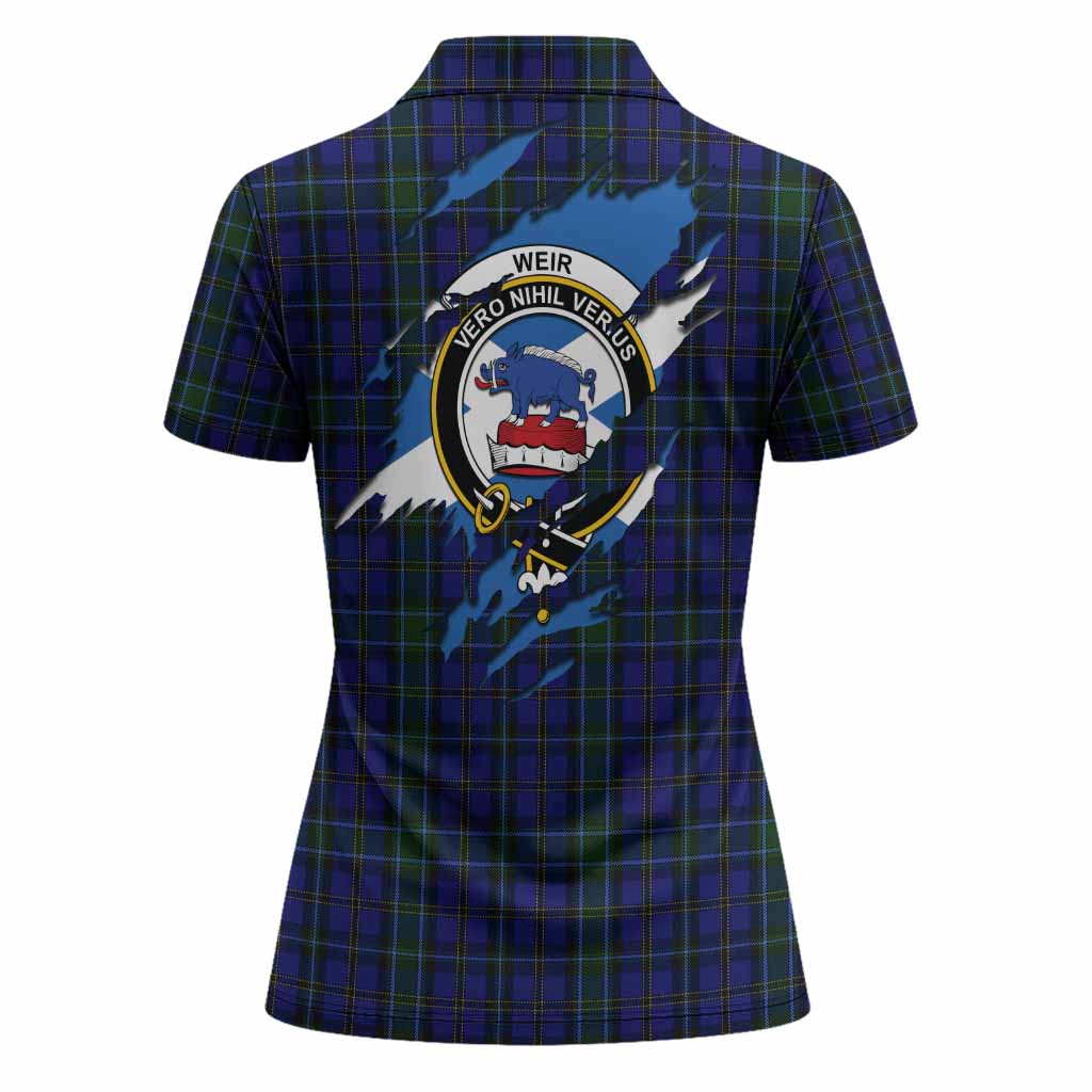 Weir Clan Crest In Me Tartan Women Polo Shirt Scotland Flag Style