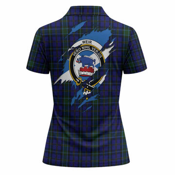 Weir Clan Crest In Me Tartan Women Polo Shirt Scotland Flag Style