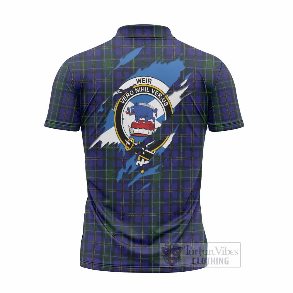 Weir Clan Crest In Me Tartan Zipper Polo Shirt Scotland Flag Style