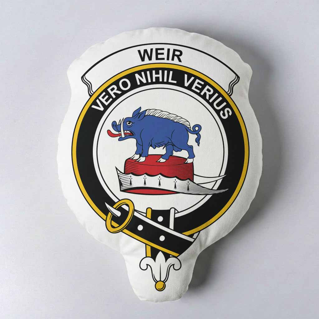 Weir Clan Crest Shaped Throw Pillow, Scottish Clan Badge Decorative Pillow