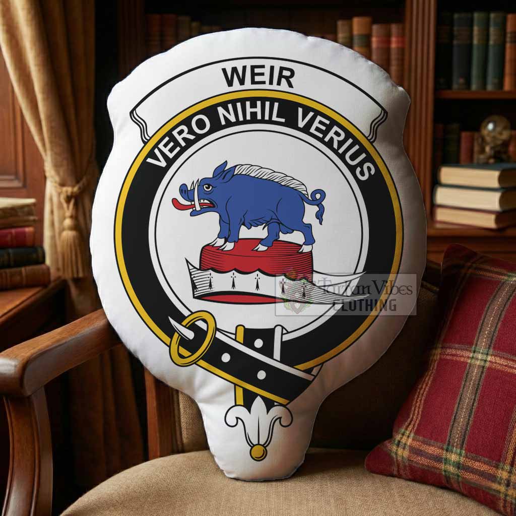 Weir Clan Crest Shaped Throw Pillow, Scottish Clan Badge Decorative Pillow