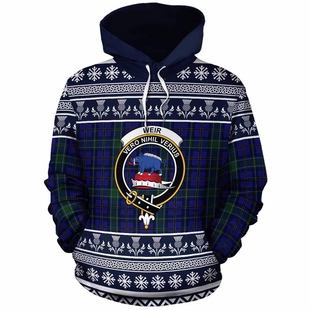 Weir Clan Tartan Christmas Cotton Hoodie with Family Crest - Tartan Vibes Clothing