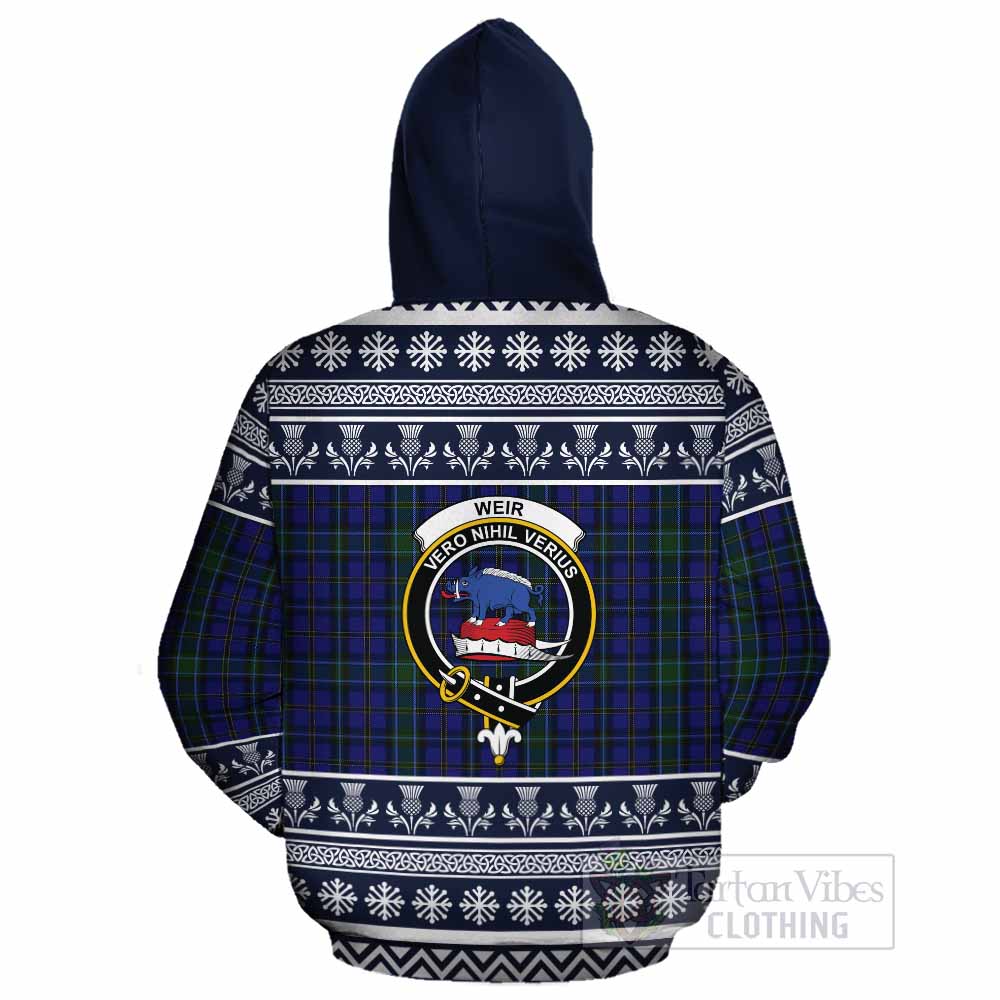 Weir Clan Tartan Christmas Cotton Hoodie with Family Crest - Tartan Vibes Clothing
