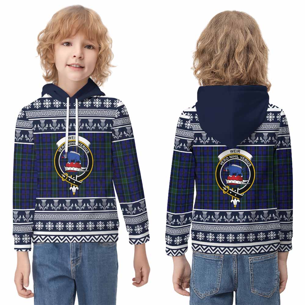 Weir Clan Tartan Christmas Kid Hoodie with Family Crest - Tartan Vibes Clothing