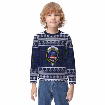 Weir Clan Tartan Christmas Kid Ugly Sweatshirt with Family Crest