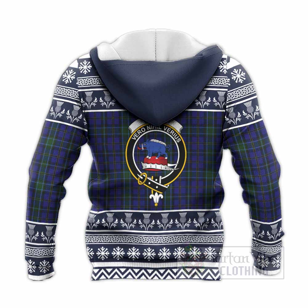 Weir Clan Tartan Christmas Knitted Hoodie with Family Crest - Tartan Vibes Clothing