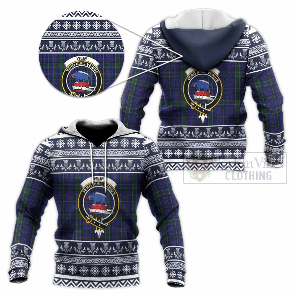 Weir Clan Tartan Christmas Knitted Hoodie with Family Crest - Tartan Vibes Clothing