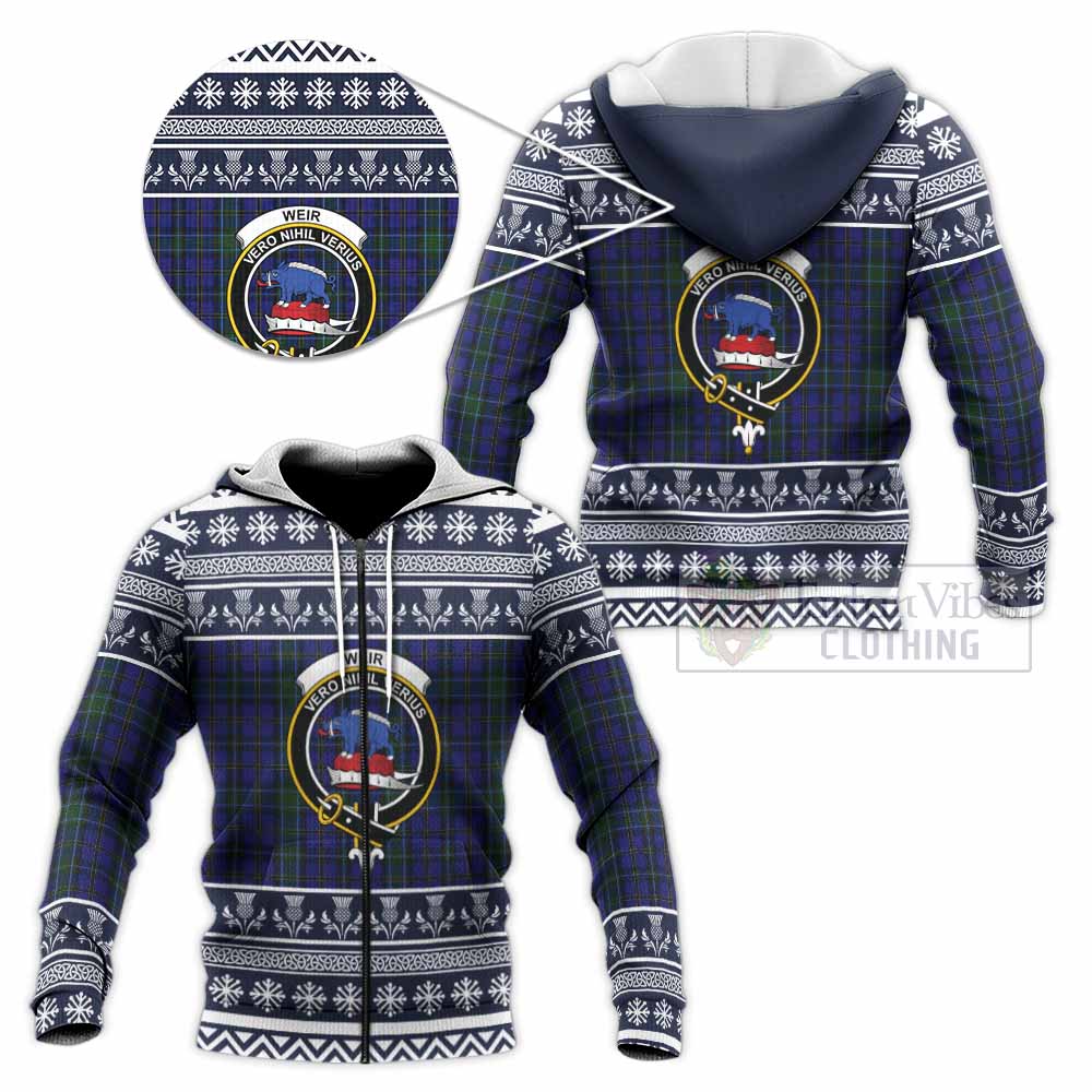 Weir Clan Tartan Christmas Knitted Hoodie with Family Crest - Tartan Vibes Clothing