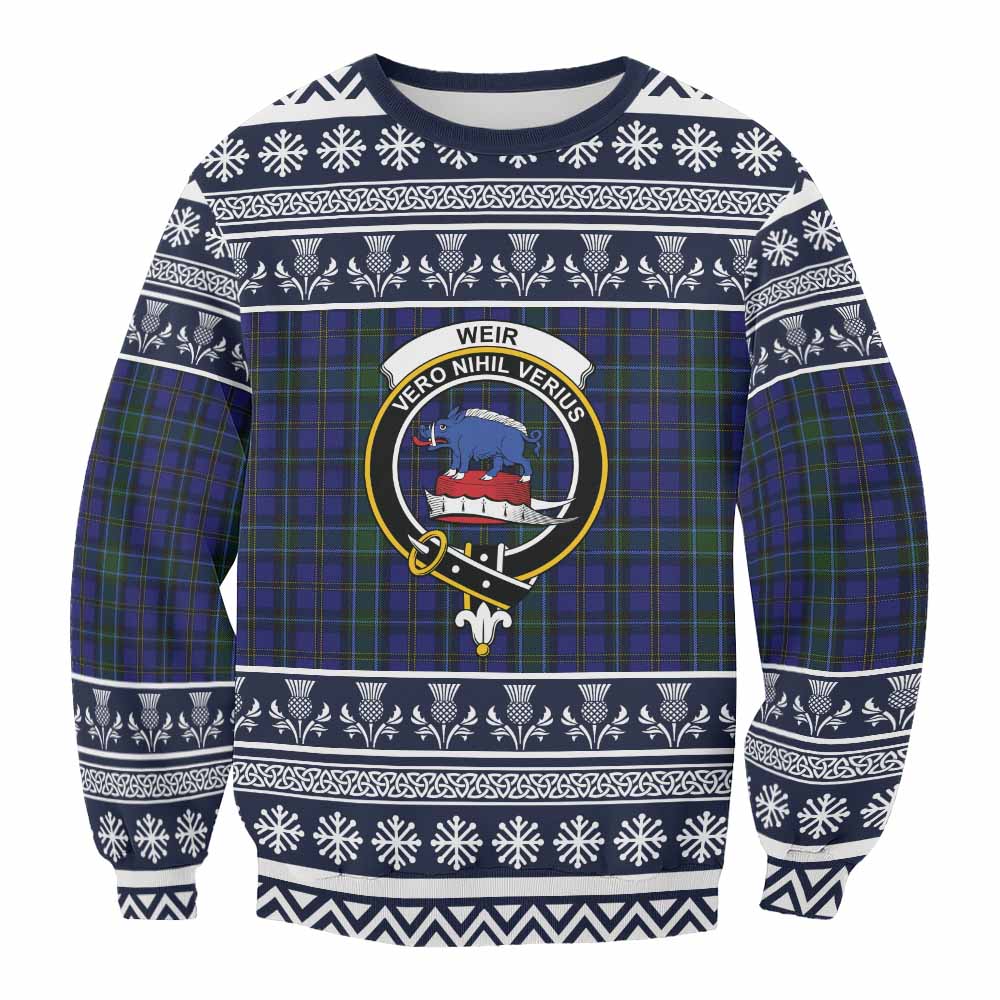 Weir Clan Tartan Christmas Sweatshirt with Family Crest - Tartan Vibes Clothing