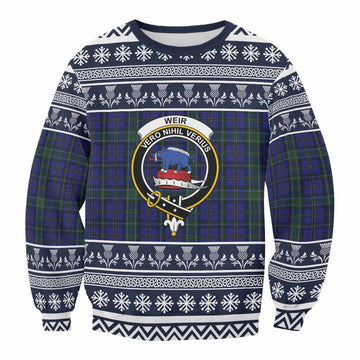 Weir Clan Tartan Christmas Sweatshirt with Family Crest