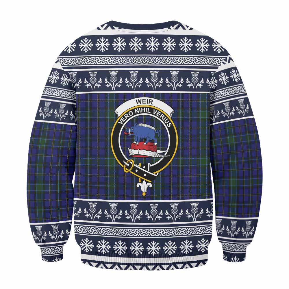 Weir Clan Tartan Christmas Sweatshirt with Family Crest - Tartan Vibes Clothing