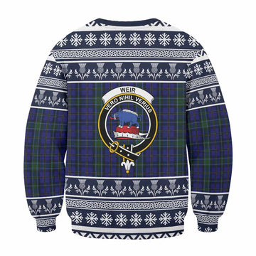 Weir Clan Tartan Christmas Sweatshirt with Family Crest