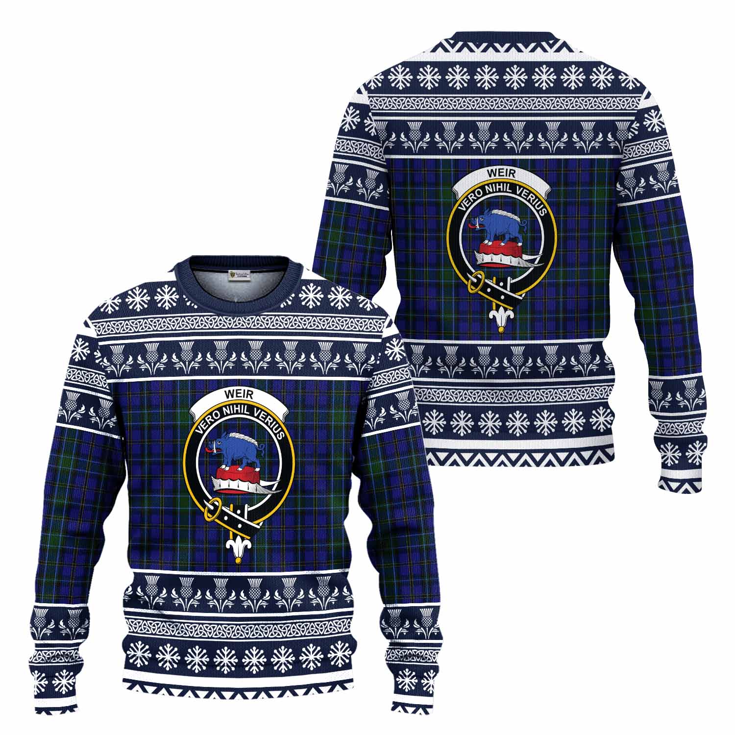 Weir Clan Tartan Christmas Ugly Sweater with Family Crest - Tartan Vibes Clothing