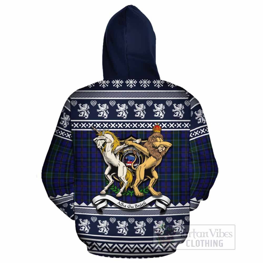 Weir Clan Tartan Crest Christmas Cotton Hoodie Coat of Arms Funny Style - Tartan Vibes Clothing