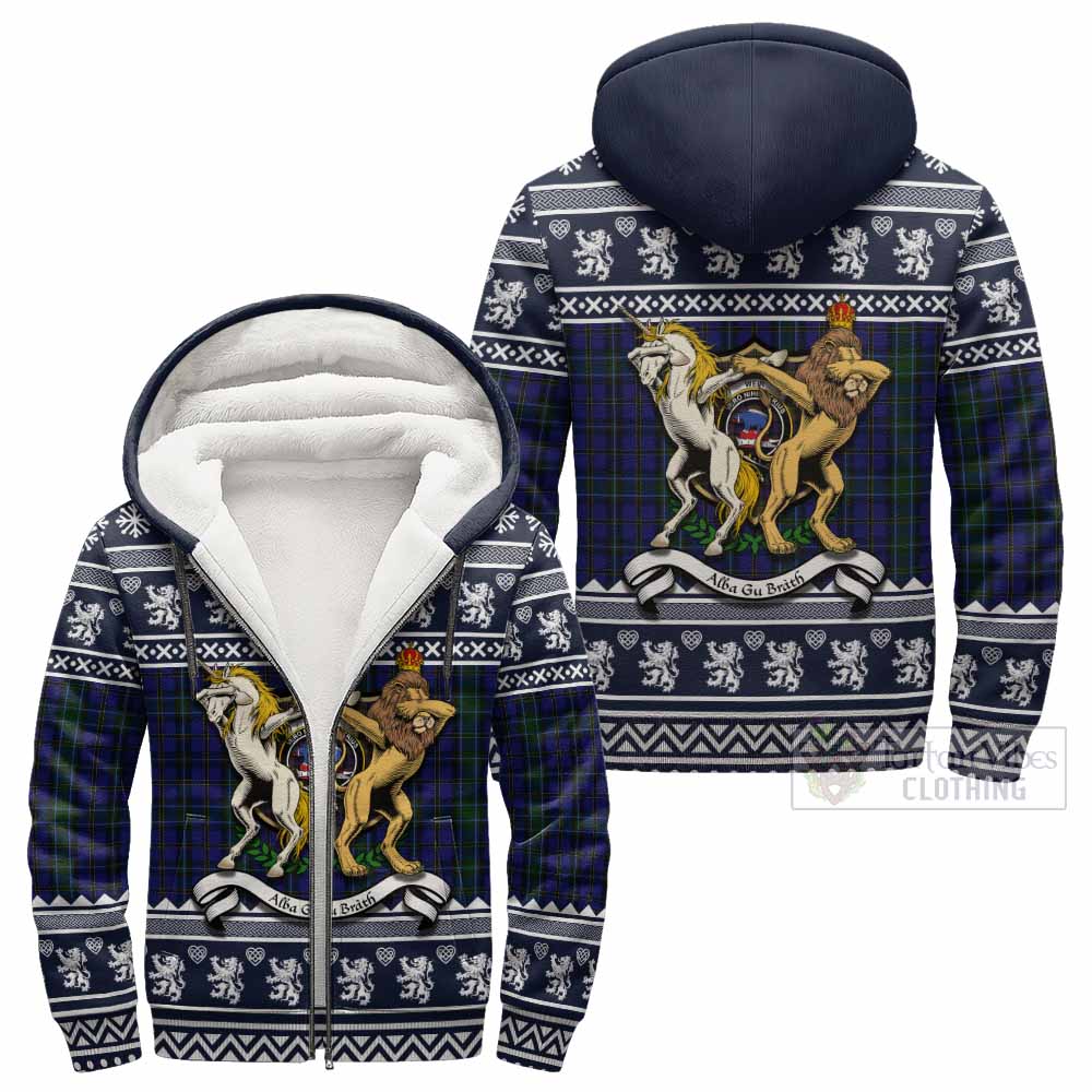 Weir Clan Tartan Crest Christmas Fleece Hoodie Coat of Arms Funny Style - Tartan Vibes Clothing