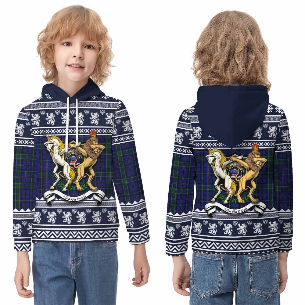 Weir Clan Tartan Crest Christmas Kid Hoodie Coat of Arms Funny Style - Tartan Vibes Clothing