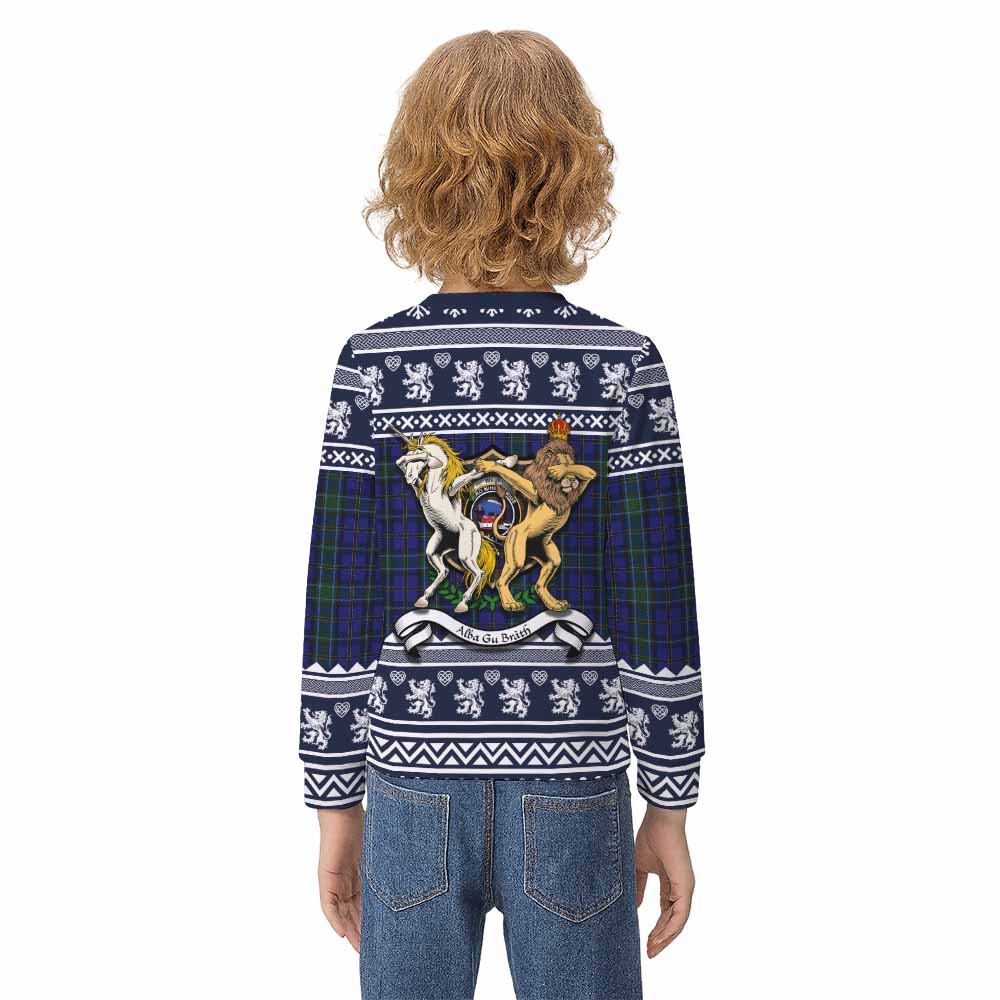 Weir Clan Tartan Crest Christmas Kid Ugly Sweatshirt Coat of Arms Funny Style - Tartan Vibes Clothing
