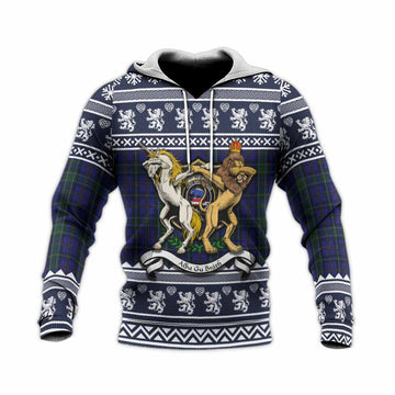 Weir Clan Tartan Crest Christmas Knitted Hoodie Coat of Arms Funny Style