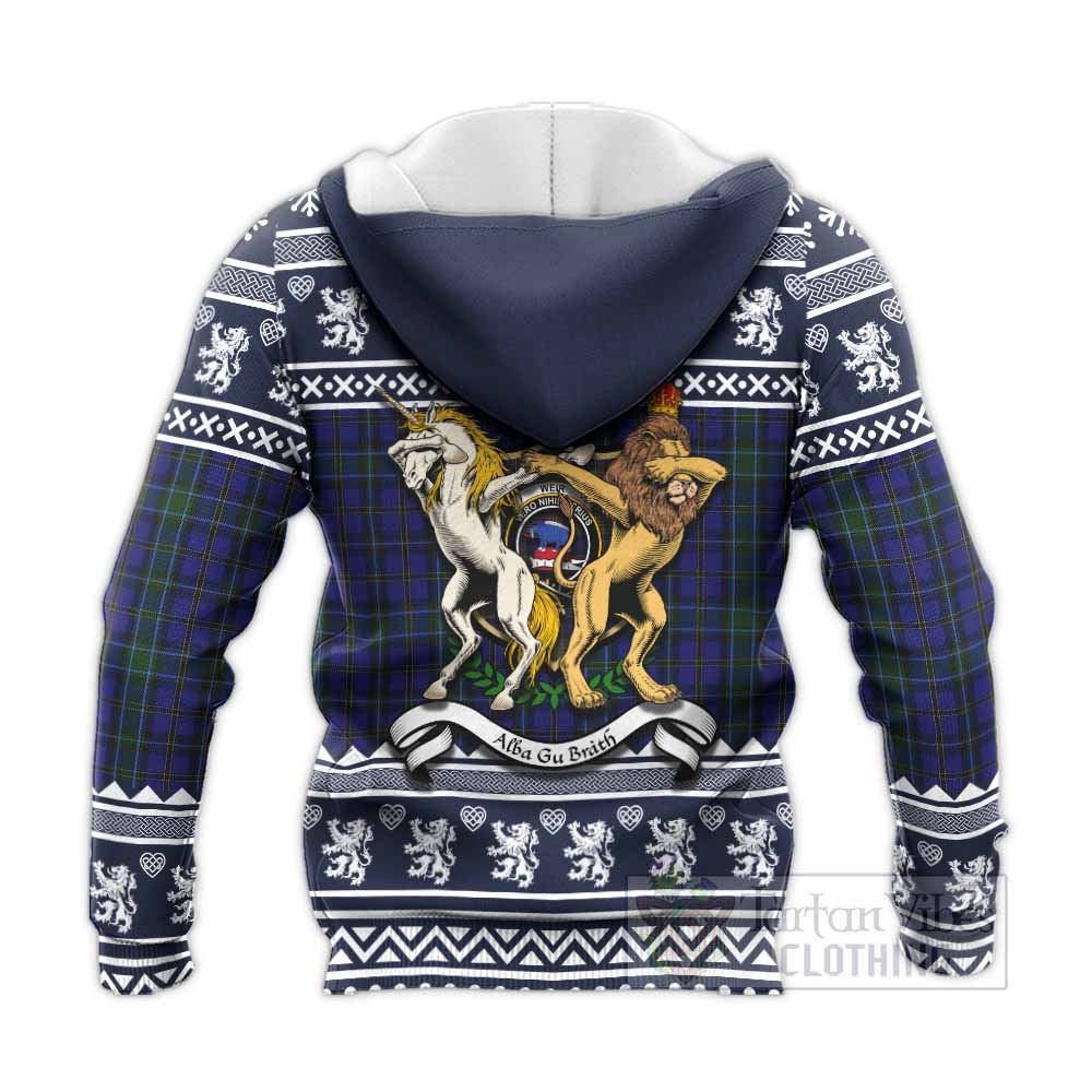 Weir Clan Tartan Crest Christmas Knitted Hoodie Coat of Arms Funny Style - Tartan Vibes Clothing