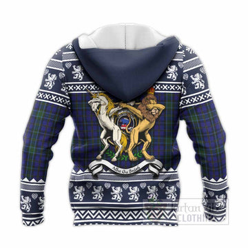 Weir Clan Tartan Crest Christmas Knitted Hoodie Coat of Arms Funny Style