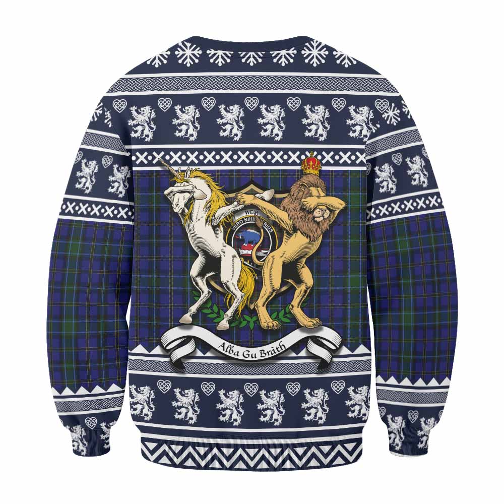 Weir Clan Tartan Crest Christmas Sweatshirt Coat of Arms Funny Style - Tartan Vibes Clothing