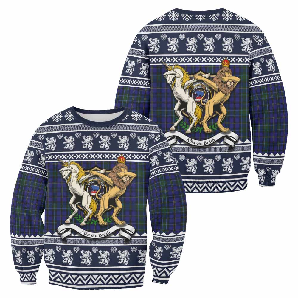 Weir Clan Tartan Crest Christmas Sweatshirt Coat of Arms Funny Style - Tartan Vibes Clothing