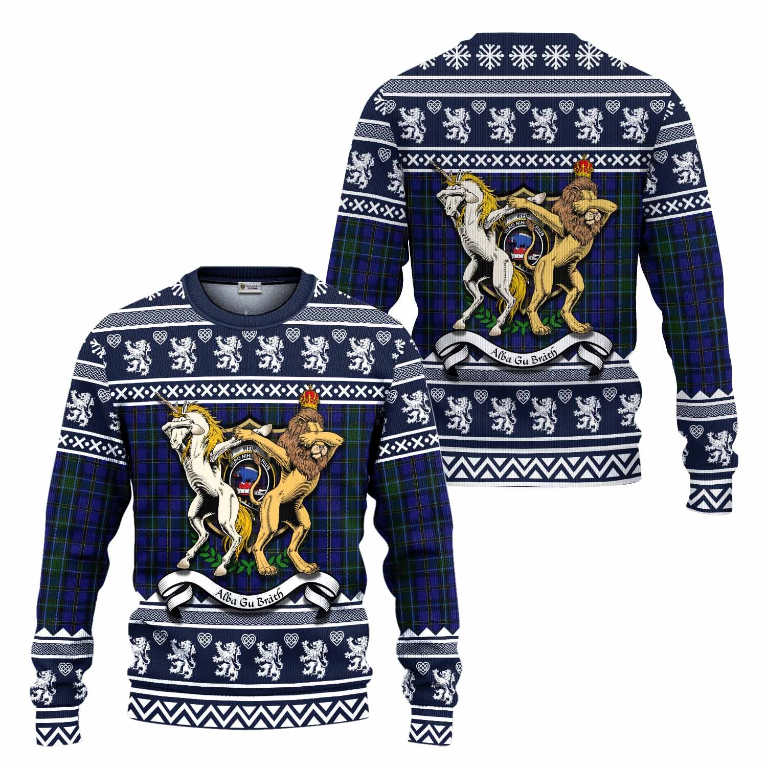 Weir Clan Tartan Crest Christmas Ugly Sweater Coat of Arms Funny Style - Tartan Vibes Clothing
