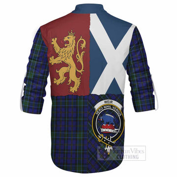 Weir Crest Tartan Ghillie Shirt with Lion Rampant Saltire Style