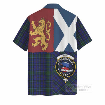 Weir Crest Tartan Hawaiian Shirt with Lion Rampant Saltire Style