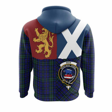 Weir Crest Tartan Hoodie with Lion Rampant Saltire Style