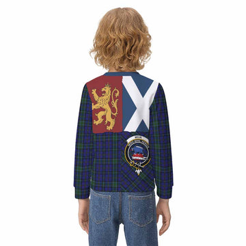 Weir Crest Tartan Kid Knitted Sweatshirt with Lion Rampant Saltire Style