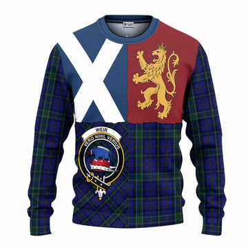 Weir Crest Tartan Knitted Sweater with Lion Rampant Saltire Style