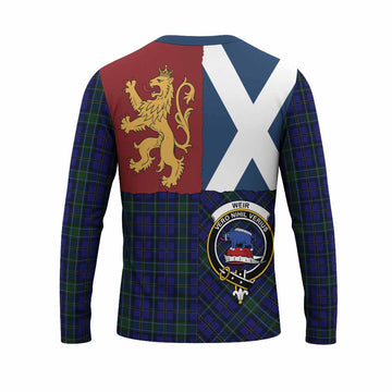 Weir Crest Tartan Long Sleeve T-Shirt with Lion Rampant Saltire Style