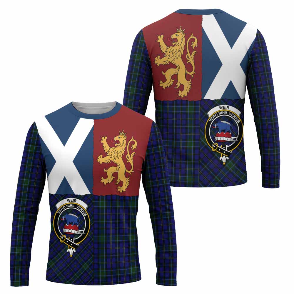 Weir Crest Tartan Long Sleeve T-Shirt with Lion Rampant Saltire Style