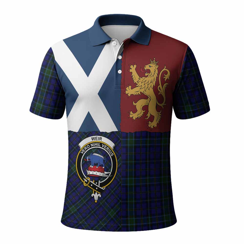 Weir Crest Tartan Polo Shirt with Lion Rampant Saltire Style