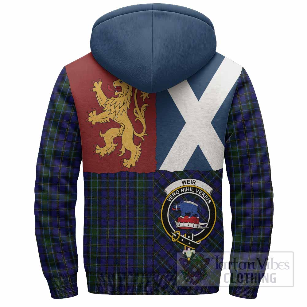 Weir Crest Tartan Sherpa Hoodie with Lion Rampant Saltire Style