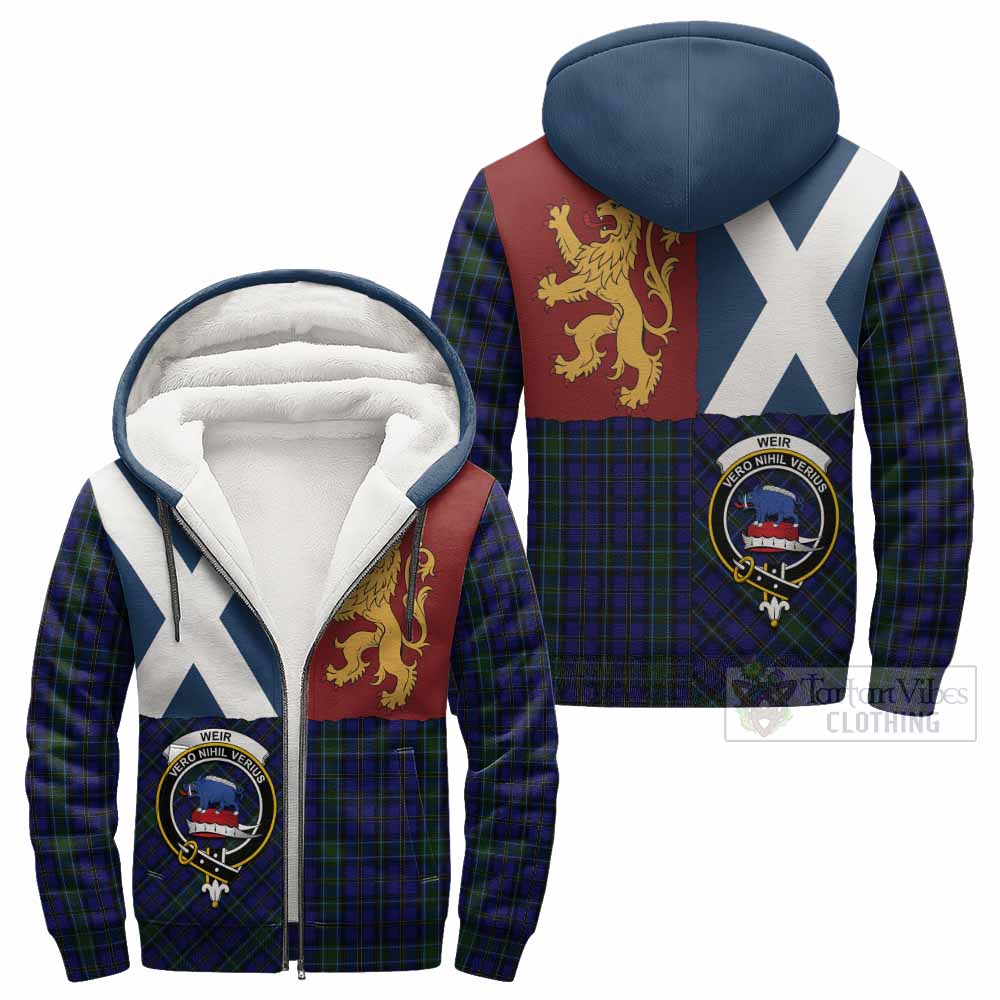 Weir Crest Tartan Sherpa Hoodie with Lion Rampant Saltire Style
