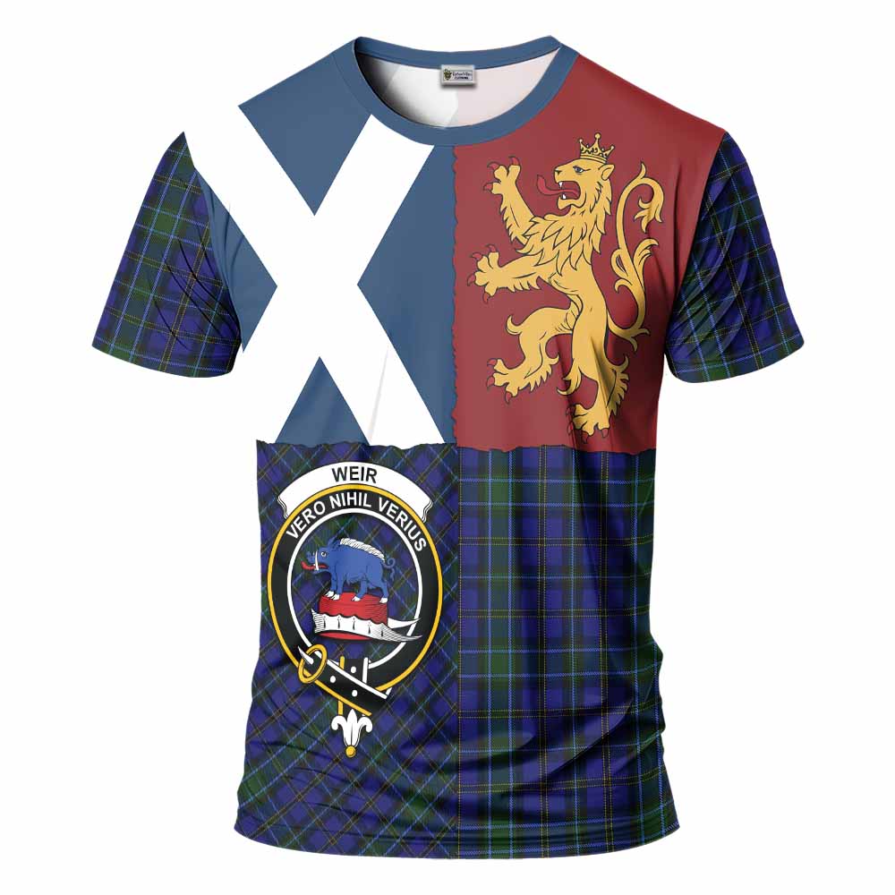 Weir Crest Tartan T-Shirt with Lion Rampant Saltire Style