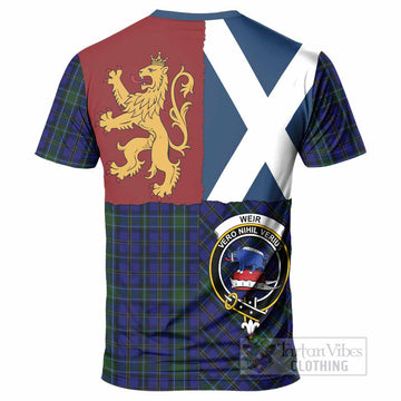 Weir Crest Tartan T-Shirt with Lion Rampant Saltire Style