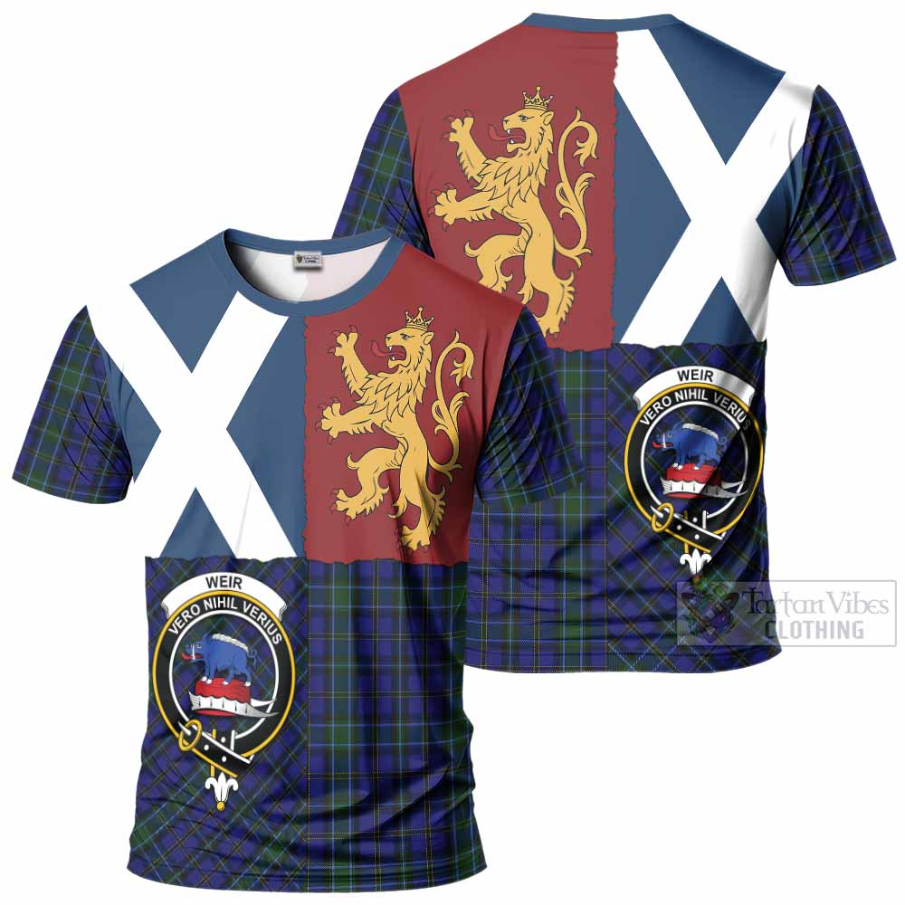 Weir Crest Tartan T-Shirt with Lion Rampant Saltire Style