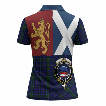 Weir Crest Tartan Women Polo Shirt with Lion Rampant Saltire Style