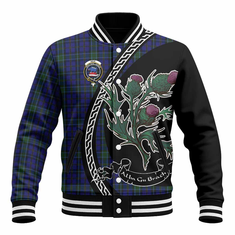 Weir Family Crest Tartan Baseball Jacket Alba Thistle Inspired - Tartan Vibes Clothing