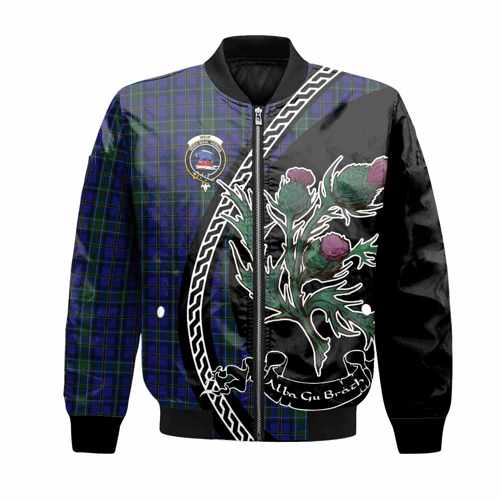 Weir Family Crest Tartan Bomber Jacket Alba Thistle Inspired - Tartan Vibes Clothing
