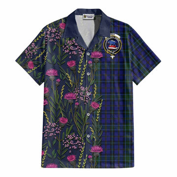 Weir Family Crest Tartan Cotton Hawaiian Shirt Scottish Thistle Flower Pattern Half Style - Tartan Vibes Clothing