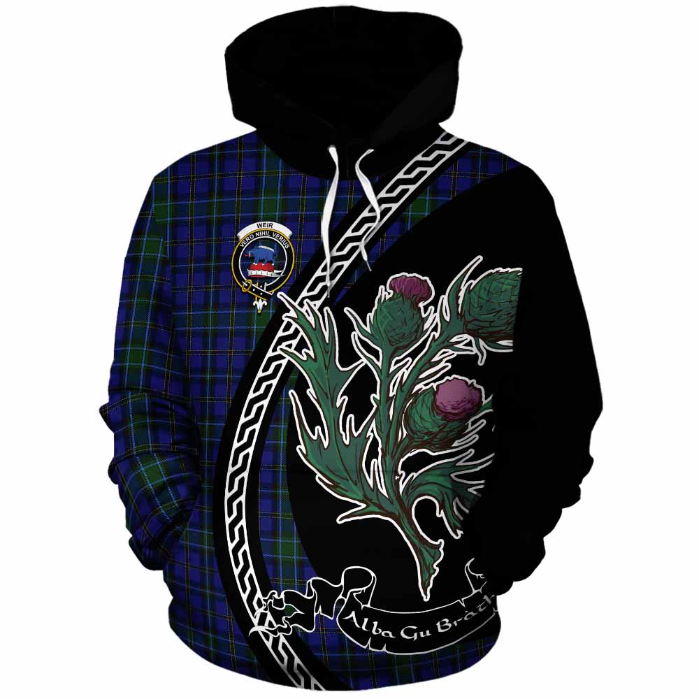 Weir Family Crest Tartan Cotton Hoodie Alba Thistle Inspired - Tartan Vibes Clothing