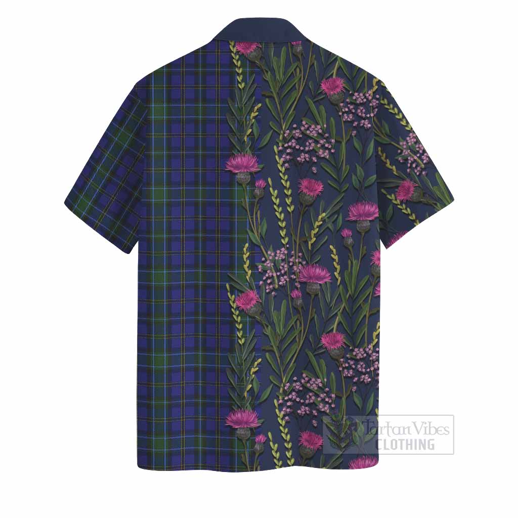 Weir Family Crest Tartan Hawaiian Shirt Scottish Thistle Flower Pattern Half Style - Tartan Vibes Clothing